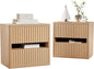 Dripex Fluted Nightstand Set of 2 with Drawers Storage, Large Wide Wood Night Stand Bedside Tables for Bedroom, Mid-Century Modern Bed Side Table, End Tables for Living Room Sofa Couch, Natural Oak
