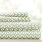Linen Market Double-Brushed Patterned Microfiber Queen Sheet Set 4 Piece – Oeko-TEX Certified Ultra Soft & Wrinkle-Free - 16" Deep Pocket Sheets - Easy Care Queen Size - Puffed Chevron Sage
