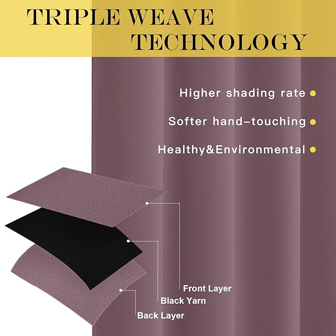 NICETOWN Blackout Living Room Curtain 108 inches Long - Grommet Thermal Insulated Cold & Heat Blocking Window Treatment Sound Reducing Drape for Bedroom (Dry Rose, 1 Piece, W52 x L108)