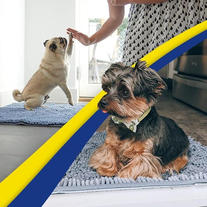 Muddy Mat® AS-SEEN-ON-TV Highly Absorbent Microfiber Door Mat and Pet Rug, Non Slip Thick Washable Area and Bath Mat Soft Chenille for Kitchen Bathroom Bedroom Indoor and Outdoor - Baby Blue 18"X28"