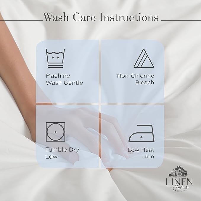 Linen Home 100% Cotton Percale Sheet Set, Full Size, White, Deep Pocket, 6 Pieces Set - 1 Flat, 1 Deep Pocket Fitted Sheet and 4 Pillowcases, Crisp Cool and Strong Bed Linen