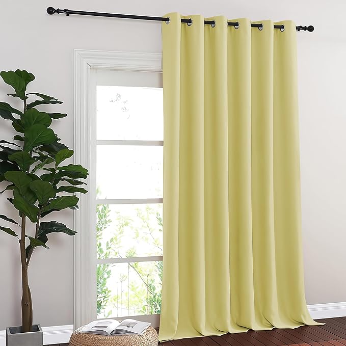 NICETOWN Blackout Curtains & Drapes - Privacy Thermal Efficiency Backdrop Curtains for Bedroom Room Divider Living Room Patio Sliding Glass Door, Wide 80 x Long 144 inch, Paler Yellow, 1 Panel