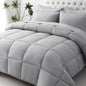 JOLLYVOGUE Queen Comforter Set, Ultra-Soft Bed in a Bag Queen Size 7 Pieces, Oeko-TEX Certified Bedding Set with Down Alternative Comforter, Sheets, Pillowcases & Shams, Light Grey