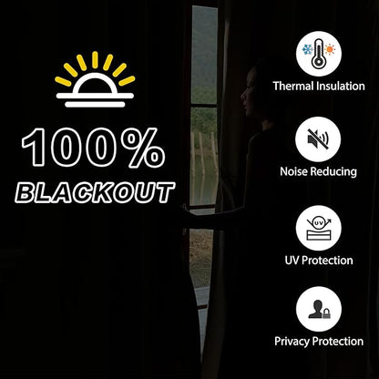 Noise Canceling Curtains Soundproof 3-in-1 Grommet Full Blackout Curtains for Bedroom Living Room 1 Panel（Grey,50x96 Inches）