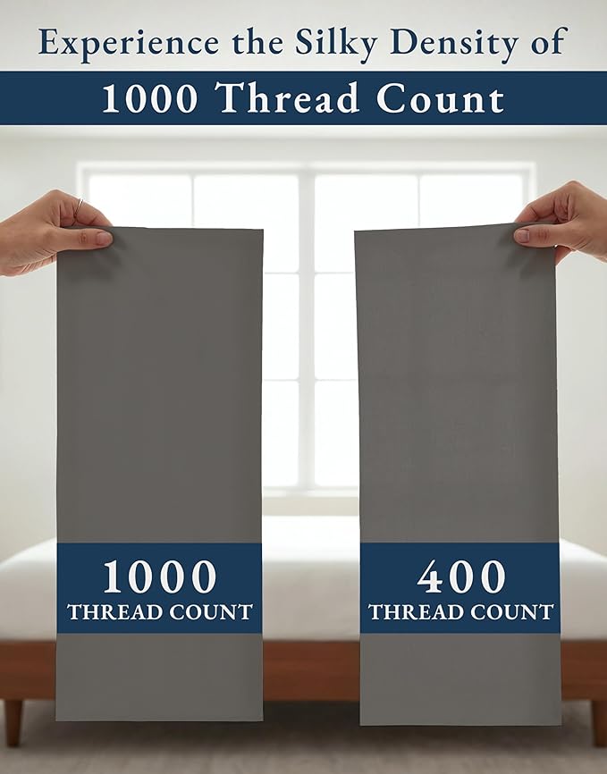LANE LINEN 100% Egyptian Cotton California King Sheets Set - 1000 Thread Count, Soft & Comfy No Pill Fade Resistant Oeko-Tex Certified Cotton Sheets Cal King Size Set, 15" deep Pokcet Sheets- Charcoal