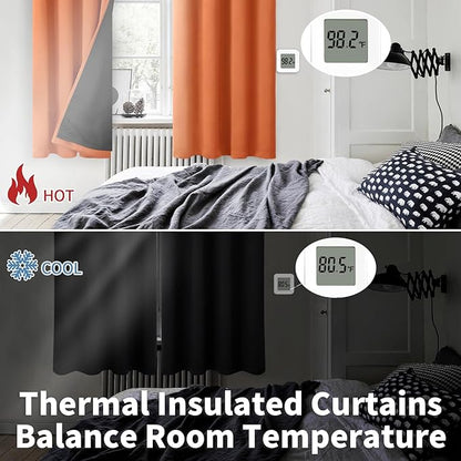 BGment Thermal Insulated 100% Blackout Curtains 84 Inch Length 2 Panels, Total Light Blocking Curtains for Bedroom, Grommet Window Drapes with Thick Black Liner, 42 Inch Wide Each Panel, Burnt Orange