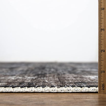 Bloom Rugs Washable Non-Slip 9' x 12' Rug - Black/Brown Traditional Area Rug for Living Room, Bedroom, Dining Room, and Kitchen - Exact Size: 9' x 12'