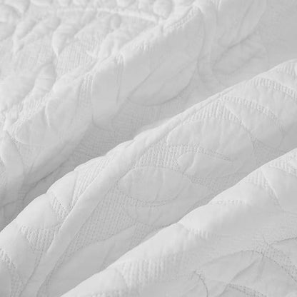MarCielo 3-Piece 100% Cotton Oversized Bedspread Lightweight Quilt Coverlet Embroidery Farmhouse Bedding Set T0 (Bright White, Twin (68"x86"))