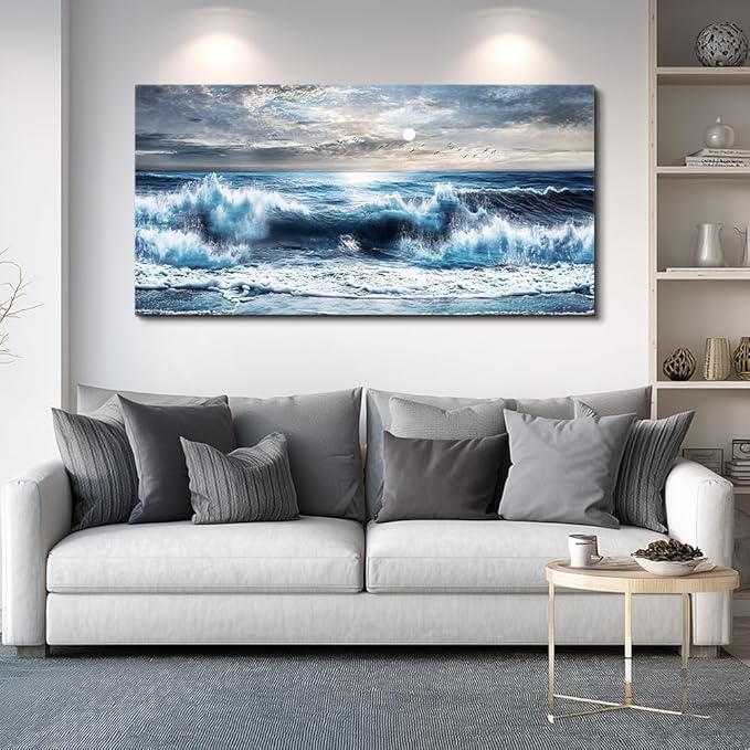 ERQINHUA Large Wall Art For Living Room Canvas Wall Decor For Bedroom Marine Landscape Painting Restaurant Office Canvas Art Prints Pictures Artwork Ready To Hang Bathroom Home Decorations 20"x40"