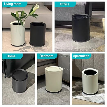 2.3/9L Gallon Metal Trash Can with Lid,Black,Light Luxury,Elegant Garbage Can,Bathroom Waste Basket,for Living Room,Home,Bedroom,Office,Bank,Under Desk(9L-Black)