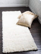 Unique Loom Solid Shag Collection Area Rug (2' 6" x 16' 5" Runner, Snow White)