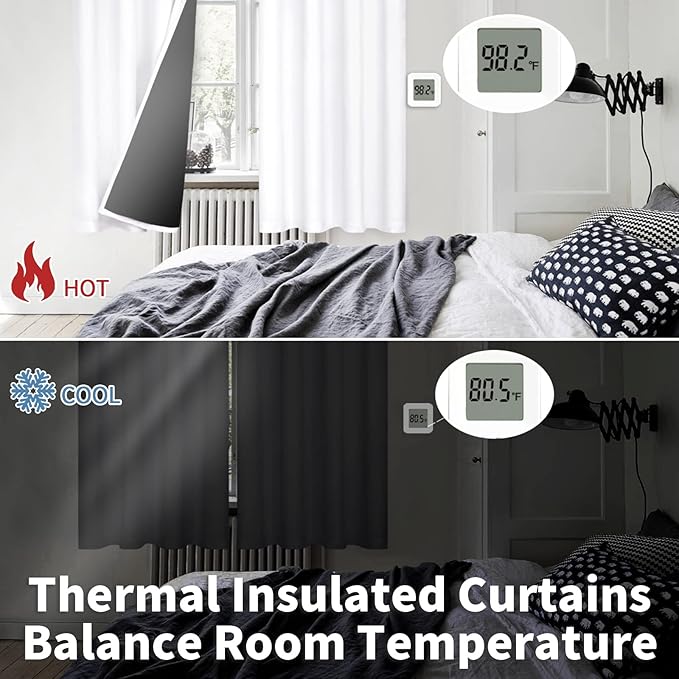 BGment Short 100% Blackout Curtains - 30 Inch Curtains for Small Window with Black Liner, Thermal Insulated Double Layer Noise Reducing Grommet Curtain for Kitchen (42 x 30 Inch, Pure White, 2 Panels)
