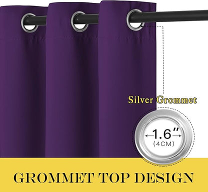NICETOWN Blackout Window Curtain 90 inch Length - Room Darkening Thermal Insulated Grommet Large Window Treatment Light Blocking for Bedroom/Doorway (Royal Purple, 1 Panel, W52 x L90)