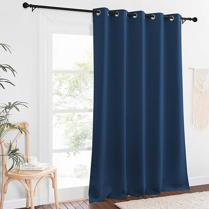 NICETOWN Sliding Door Window Treatment Blackout Patio Door Curtain Panels, Privacy Thermal Drapes for Bedroom Living Room Department with Grommet Top (Moroccan Blue, W66 x L110)