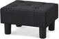 BRIAN & DANY Small Foot Stool, Linen Foot Stools with Legs, Stable Small Footstool for Living Room, Black