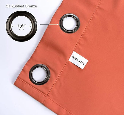 MIUCO Room Darkening Thermal Insulated Grommet Window Blackout Curtains Panels for Livingroom 1 Pair 52x84 Inch Rust, Bonus 2 Tie Backs Included