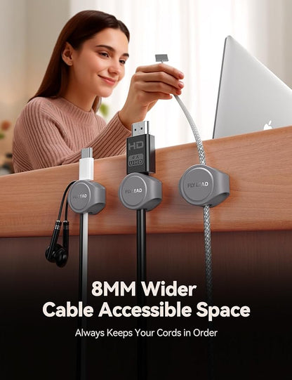 8-Pack Cord Organizer Magnetic Cable Clips, Desk Cable Management Wire Hider, FLYLEAD Silicone Cord Holder for Nightstand, Cable Organizer for Office Workspaces Desktop Organization Home Accessories