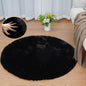 Black Rabbit Shaggy Fur Rug for Bedroom Washable Furry Circle Area Rugs for Living Room Kids Small Round Rug 3ft Nursery Rug