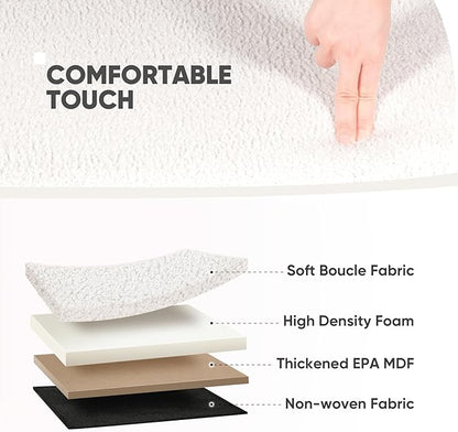 B FSOBEIIALEO Ottoman with Storage for Living Room, Sherpa Folding Storage Ottoman Foot Rest, 30 Inches Collapsible Bedroom Bench White