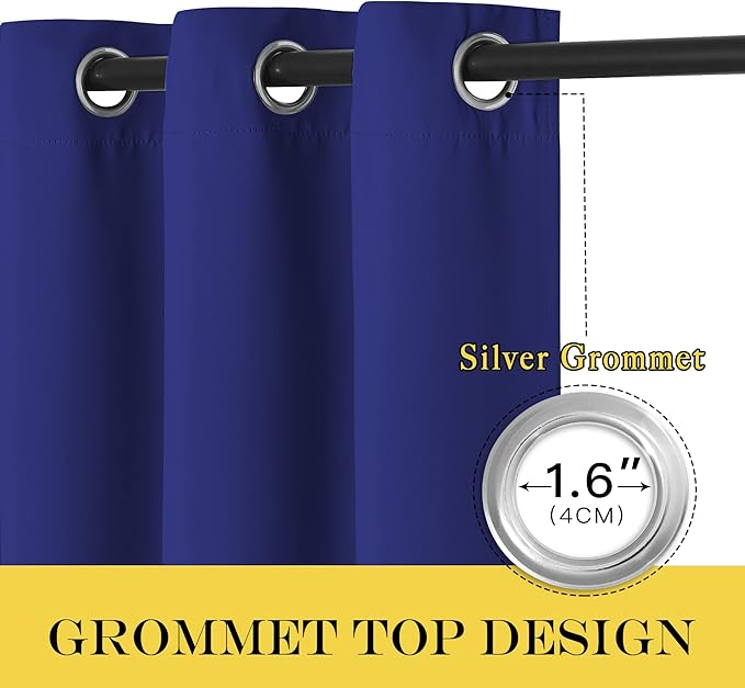 NICETOWN Navy Blue Blackout Curtains for Bedroom 72 Inches Long, Thermal Insulated Room Darkening Grommet Window Curtains for Living Room Nursery, 66 inch x 72 inche, 1 Panel