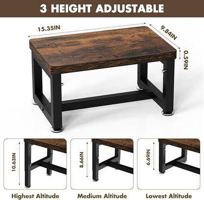 Step Stool, NomNest Height-Adjustable Wooden Step Ladder Metal Foot Stool Small Kitchen Stool Helper for Toddler Adults, Ladder Chair for Home Bedside Bathroom Sink Potty-Black