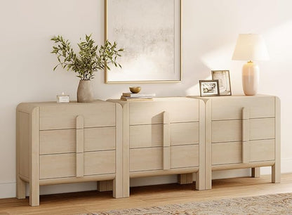 WAMPAT 3 in 1 9 Drawer Dresser for Bedroom, 94.5" Wide Mid Century Modern Wide Chest of Drawer, Wood Tall Nightstand with Curved Edge Handles, Closet Dresser TV Stand for Bedroom, Beige