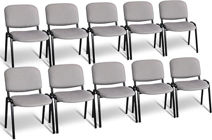 VINGLI Waiting Room Stacking Chairs, 10-Pack Mesh Church Conference Stackable Chair Set, for Office Guest & Reception Meeting Rooms, Lobby, Simple&Space-Saving, Mesh-Grey