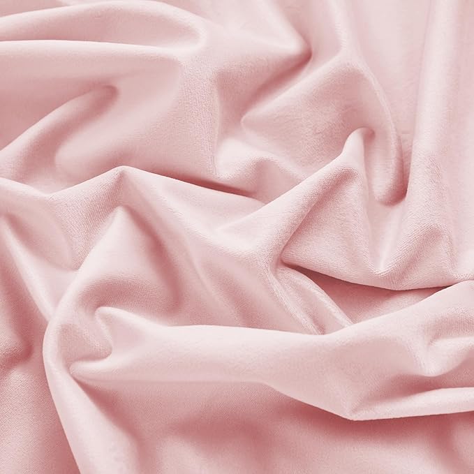 RYB HOME Baby Pink Velvet Curtains 84 inches, Back Tab Soft Fabric Room Darkening Thermal Insulated Luxurious Home Decor Curtains for Living Room Bedroom, W 52" x L 84", 2 Panels Set