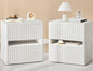 Dripex Fluted Nightstand with 2 Drawers, Large Wide Wood Night Stand Bedside Tables for Bedroom, Mid-Century Modern Storage Bed Side Table, End Tables for Living Room Sofa Couch, White, Set of 2