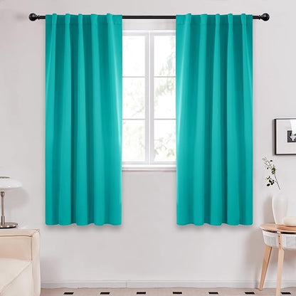 Deconovo Blackout Curtains, Thermal Insulated, W42 x L72 2 Panels, Back Tab, Machine Washable, Room-Darkening Drapes for Bedroom/Living Room Turquoise