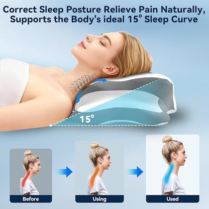 Cervical Pillow for Side Sleepers,Memory Foam Pillows for Neck and Shoulder Pain,Deep Sleep Pillows for Back Pain Sleeper, Dreamers Relief,Slumber,Stomach,Snoring Pillow (White, 25"Lx15"Wx5.8"H)