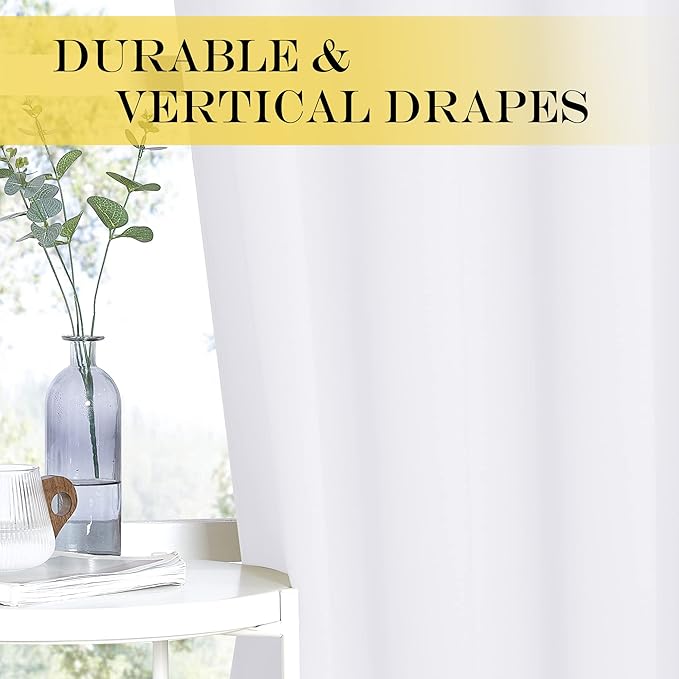 NICETOWN Blackout Curtains 63 inches Long for Living Room Bedroom, Grommet Thermal Insulated Room Divider Drape Window Treatment for Sliding Patio Door, W100 x L63, 1 Panel, White