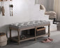 Kmax Storage Entryway Bench Tufted Shoe Rack Bench Wood Window Bench for Hallway Entrance Bedroom Corner, Gray