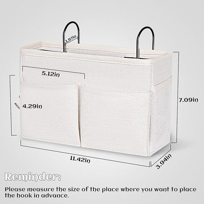 Retyion Bedside Hanging Storage Basket Headboards Bunk Beds Dorm Rooms Organizer Caddy for Storage (2Pack White)