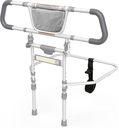 Packve Foldable Bed Rails for Elderly Adults Safety - Bed Side Assist Rail for Seniors with Extendable Guard Rails & Storage Bag, Adjustable Height Bedrails for Queen King Full Size Bed