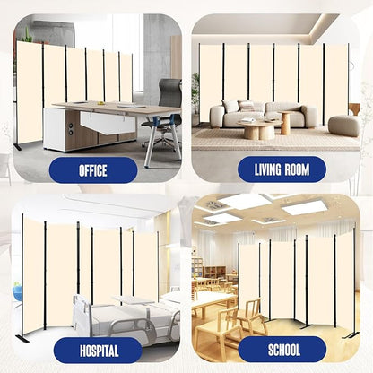 Room Divider and Folding Privacy Screens 6 Panel, 11 Ft Wide Room Partitions Dividers, Portable Room Divider Screen for Room Separtition, Folding Wall Dividers for Home, Office, Bedroom, Studio Beige