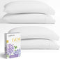 Carressa Linen 100% Egyptian Cotton King Size Pillow Cases Set of 4 - Luxury 600 Thread Count White King Pillowcases, Silky Soft, Cooling, Breathable Sateen Weave Hotel Quality Bed Pillow Cover