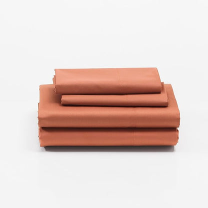 Cuddledown Dreamstead 100% Cotton Bed Sheets Set | 300 Thread Count | Luxurious Sateen Weave | Pure Combed Cotton | Soft | Wrinkle Resistant | 3 Piece Set | Red Sand | Twin | 39” x 75”