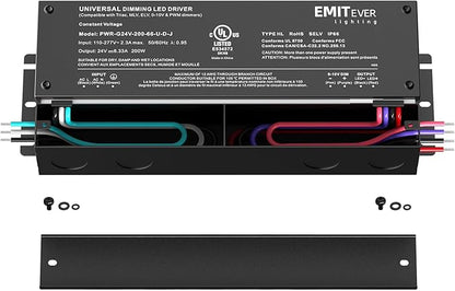 EMITEVER Dimmable Led Driver, 200W AC 110V-277V to DC 24V Transformer, 5-in-1 Dimming: ELV/MLV/TRIAC / 0-10V / 1-10V / 10V PWM/Potentiometer, Waterproof IP67 and UL Listed