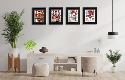 Goldfinch 4 Packs Sports Magazine Frame Displays Magazines Measuring 8.5 x 11.25 or 8.25 x 11 inches with Double Black Core Matting, Deep Frame Moulding, with Installed Hangers