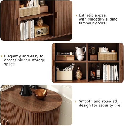 ONBRILL 55" Sideboard Buffet Cabinet with Storage, Sliding Door & Adjustable Shelf, Modern Accent Coffee Bar Console Table for Kitchen, Entryway, Walnut