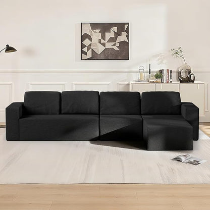 67" Loveseat Sofa, Cloud Modular Couch, Upholstered Floor Sofa with Deep Seat, Upholstered Foam Sofa for Bedroom Living Room, No Assembly Required (Black, Teddy Boucle)