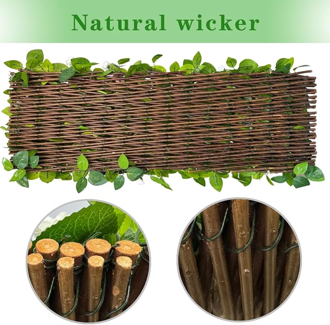 BYBAG Expandable Faux Ivy Fence Privacy Screen for Patio Outdoor Balcony Bedroom Decor,Artificial Leaf Wall Decoration Fencing Panel(Single Sided Leaves) (1, whiteflower)