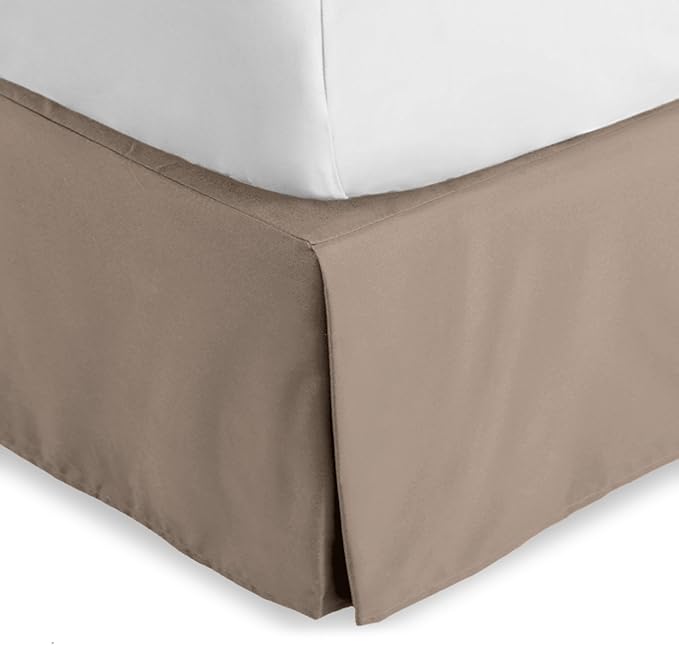 Bare Home California King Bed Skirt - 15-Inch Tailored Drop Easy Fit - Bed Skirt for Cal King Beds - Center & Corner Pleats (Cal King, Taupe)