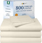 California Design Den Luxury Split King Sheets Sets for Adjustable Bed, Soft 800 Thread Count Sateen, 100% Cotton Set, Includes Twin XL Fitted Sheets - Ivory (Cream Tone)