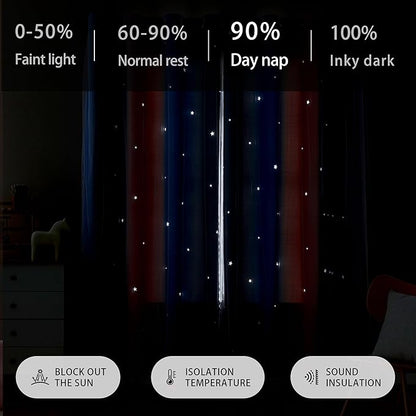 XiDi Dream Star Blackout Curtains for Kids Rooms Girl Princess Curtain for Daughter Bedroom Window (Pink Purple, W52 X L96)