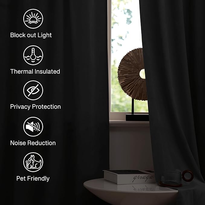 StangH Velvet Curtains 108 inches Long - Heavy-Duty Blackout Velvet Drapes Heat & Chill Resistant Window Panels for Villa/Patio Door, Grey, 52 by 108-inches, 2 Pcs