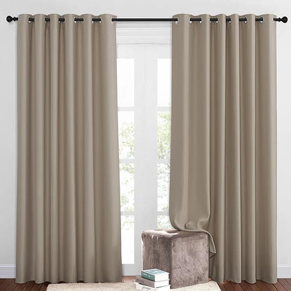 NICETOWN 50% Blackout Taupe Sliding Glass Curtains 2 Panels Set - Window Treatment Thermal Insulated Grommet Light Blocking Sound Reducing Drapes for Bedroom/Living Room, W80 x L84
