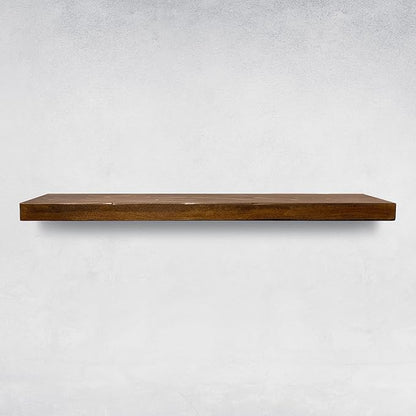 URBANDI, Rustic Floating Shelves, Set of 2, Hidden Bracket, Solid Wood, Heavy Duty, Wall Mounted Shelves, (Provincial, 12Wx6D)