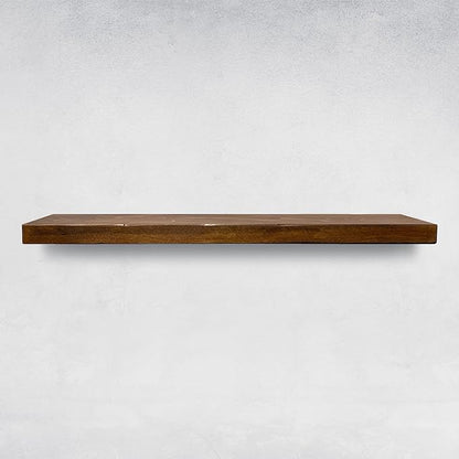 URBANDI, Rustic Floating Shelves, Set of 2, Hidden Bracket, Solid Wood, Heavy Duty, Wall Mounted Shelves, (Provincial, 48Wx10D)